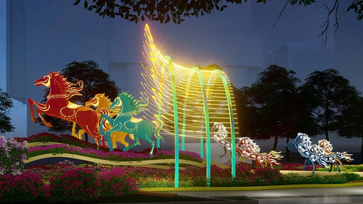 Cổng kết đường hoa phiên bản ban đêm.