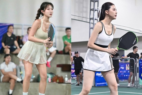 Hot girl “vén váy” cùng dàn hoa hậu nóng bỏng "đại náo" giải pickleball của Lý Hoàng Nam