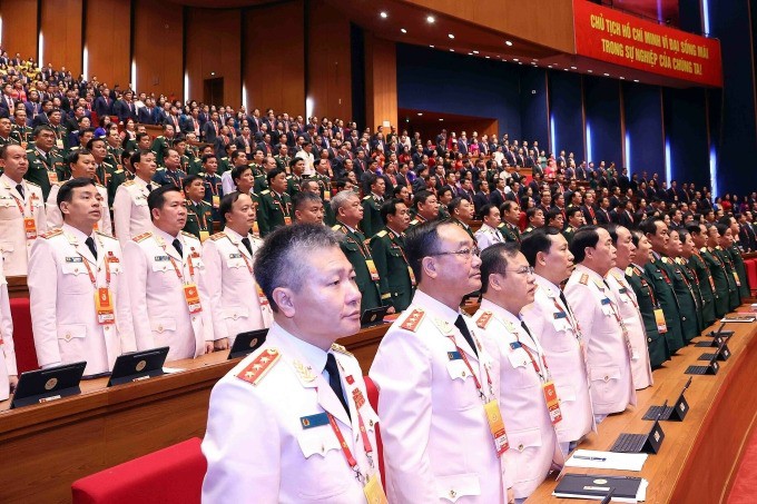 Đại biểu khối Công an và Quân đội tại phiên khai mạc. Ảnh:&nbsp;TTXVN