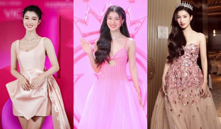 Trong bốn năm ở showbiz, người đẹp nhiều lần phối trang phục gam màu kẹo ngọt với phụ kiện lên thảm đỏ.