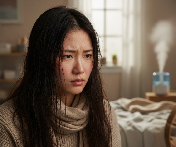 Vào mùa đông, tóc thường bị khô xơ ở phần ngọn, nhưng lại bị bết và gàu ở da đầu.