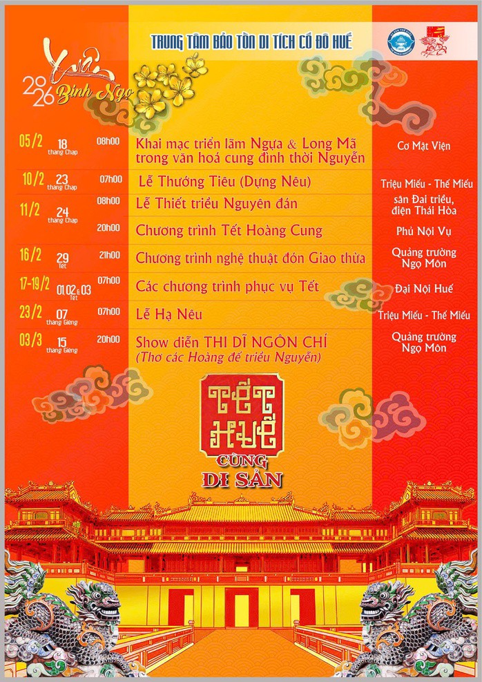 Lịch chương trình Tết Huế cùng di sản.