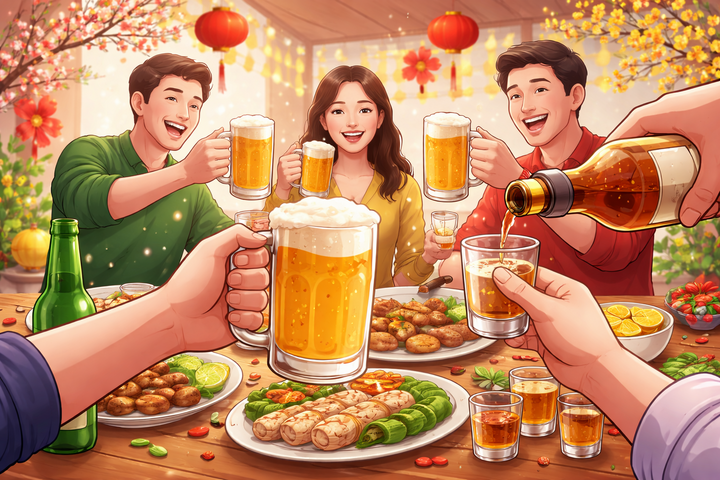 Uống rượu bia ngày Tết bao nhiêu là đủ để không hại sức khỏe?