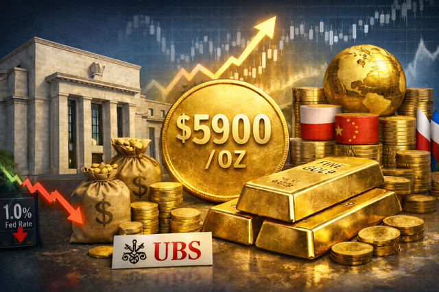 UBS nhận định, giá vàng sẽ đạt 5.900 USD vào giai đoạn cuối 2026.