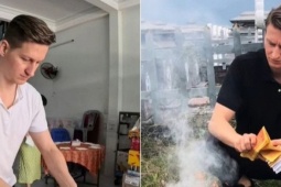 Chàng rể Đức 2 năm đón Tết Việt, thành thục sắp mâm cúng, tảo mộ, hóa vàng