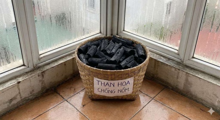 Cách chống nồm bằng than hoa. Ảnh AI