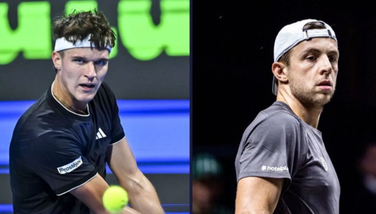 Mensik, 20 tuổi (bên trái) càng đánh càng hay 