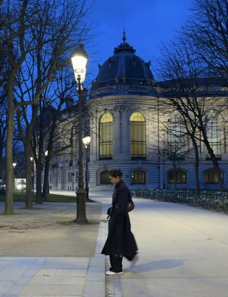 Bà xã doanh nhân Louis Nguyễn dạo bước qua cung điện Petit Palais, hiện là Bảo tàng Mỹ thuật của Paris. Đây là một trong những công trình kiến trúc nổi bật tại Paris mang đặc trưng phong cách Beaux-Arts của Pháp cuối thế kỷ 19.