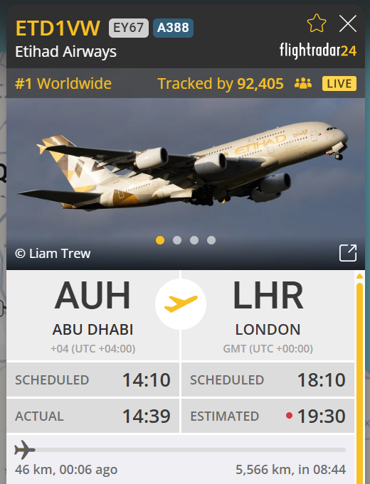 Thông tin chuyến bay từ UAE đi Vương quốc Anh.