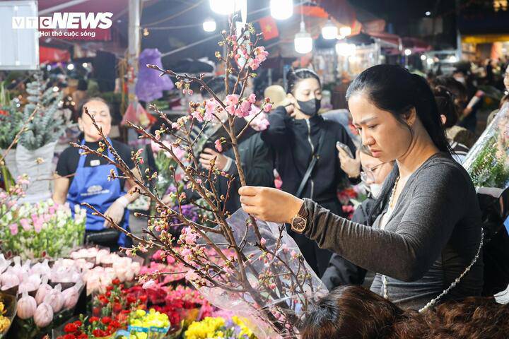 Dù đã hết Tết nhưng những cành đào tuyết với sắc hồng dịu nhẹ cũng thu hút nhiều khách hàng, với mức giá khoảng 200.000 - 250.000 đồng/bó.