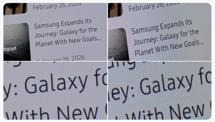 Chữ hiển thị trên S26 Ultra thiếu độ trong và sắc sảo nếu so với Galaxy S25 Ultra. Ảnh chụp màn hình chia sẻ của Tarun Vats trên X.