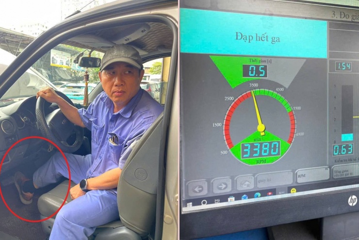 Đạp hết ga giúp đánh giá chính xác độ đục của khói thải khi xe tăng tốc mạnh, tương tự tình huống thực tế như vượt xe hoặc leo dốc. Ảnh: Hoàng Hiệp