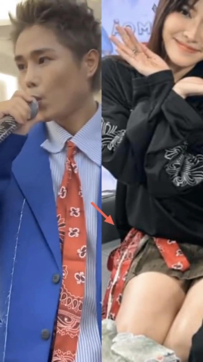 Bích Phương phối đồ sáng tạo khi biến tấu cà vạt giống của Tăng Duy Tân thành thắt lưng, tạo điểm nhấn cho bộ trang phong cách trẻ trung.