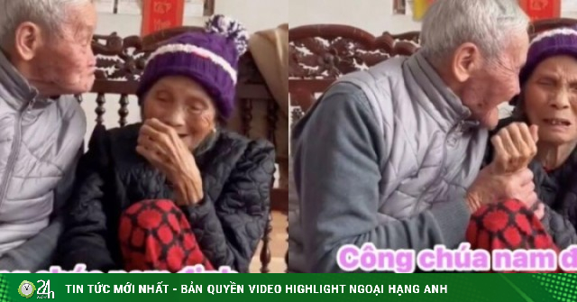 Clip cụ bà 90 tuổi ngúng nguẩy khi chồng đòi thơm khiến dân mạng 'tan chảy'