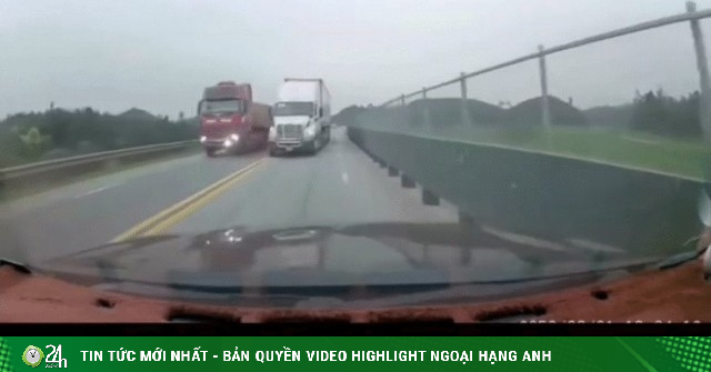 Thót tim clip xe đầu kéo liều lĩnh lấn làn ngược chiều trên cao tốc Nội Bài - Lào Cai