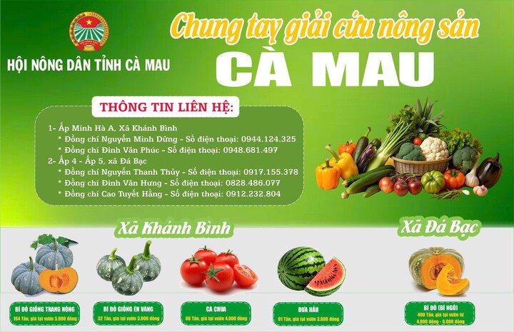 Thông tin về chương trình hỗ trợ tiêu thụ nông sản đang tồn đọng được Hội Nông dân tỉnh Cà Mau đăng tải.