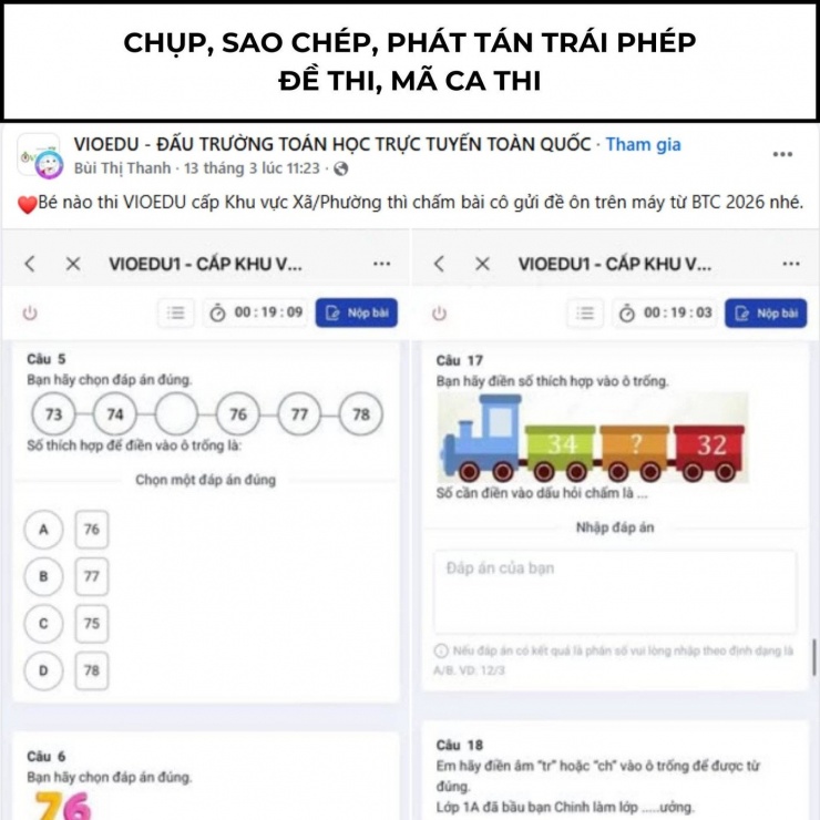 Đề thi được chụp, phát tán