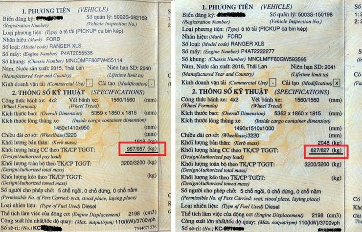 Cục Đăng kiểm Việt Nam hoặc các trung tâm đăng kiểm sẽ căn cứ vào thông số kỹ thuật của từng phương tiện để phân loại là: Ô tô con pickup; Hoặc ô tô tải pickup. (Ảnh minh họa: KT)