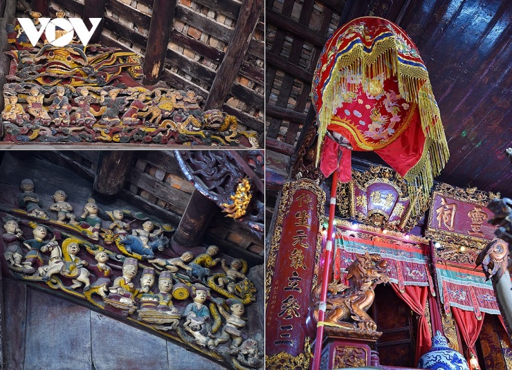 Tòa đại đình được cấu trúc theo kiến trúc truyền thống ba gian, hai chái. Cả ba gian đại đình đều có bàn thờ. Các gian tiền tế được xây theo cấu trúc năm gian, hai chái.