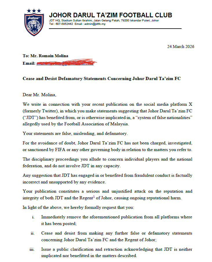 Phanh phui b&ecirc; bối của b&oacute;ng đ&aacute; Malaysia, 1 nh&agrave; b&aacute;o bị 'chủ mưu' vụ nhập tịch tr&aacute;i ph&eacute;p đe dọa