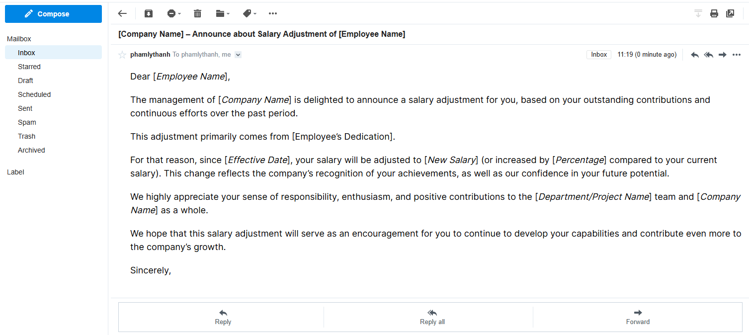 Những chiếc email tới hộp thư nhận tức thì.