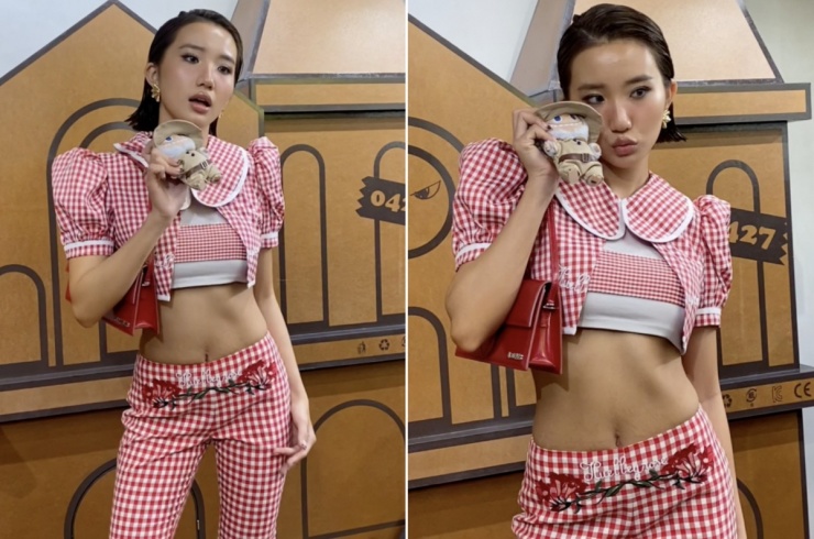 Sau sinh con đầu lòng, nàng KOL có 2,7 triệu người theo dõi thay đổi phong cách từ ngọt ngào, dễ thương sang gợi cảm, trưởng thành. Để phù hợp với việc nhuộm da nâu, cô tích cực diện những bộ cánh theo phong cách Âu Mỹ.