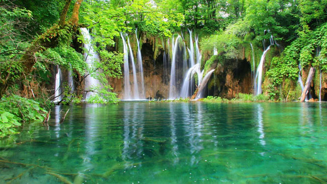 Bên trong hồ Plitvice có tới 16 hồ nước tuyệt đẹp kết nối với nhau thông qua các thác nước và hang động. Mỗi hồ lại được tách ra bởi các con đập tự nhiên&nbsp; và được bao phủ bởi các loài tảo, rêu tạo thành một lớp màng tuyệt đẹp.