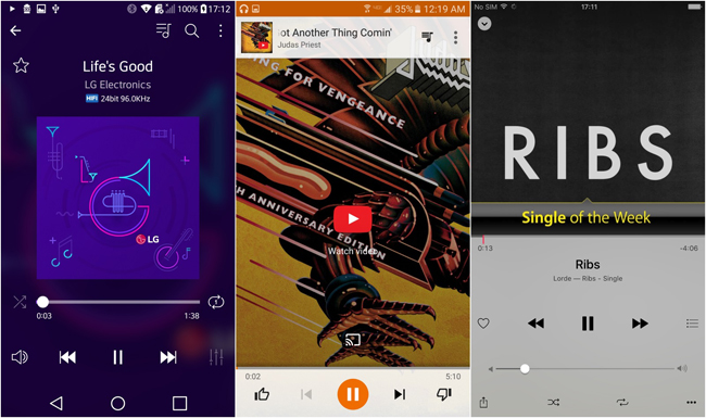 15. Âm nhạc

LG G5 &#40;LG UX&#41; bên trái

Samsung Galaxy S7 &#40;TouchWiz&#41; ở giữa

Apple iPhone 6s &#40;iOS 9&#41; bên phải
