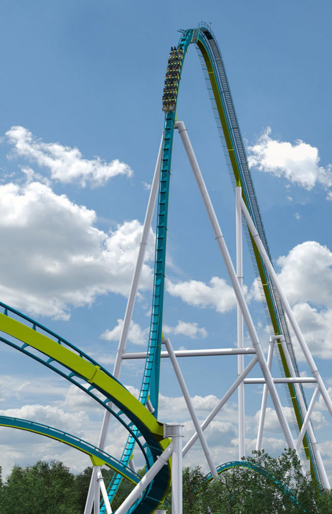 Tàu lượn Fury 325 ở Carowinds, Mỹ, có chiều cao 99 m, cao hơn 6 m so với tượng Nữ thần Tự Do. Tốc độ tàu lượn lên tới 153 km/giờ, độ dốc 81 độ.