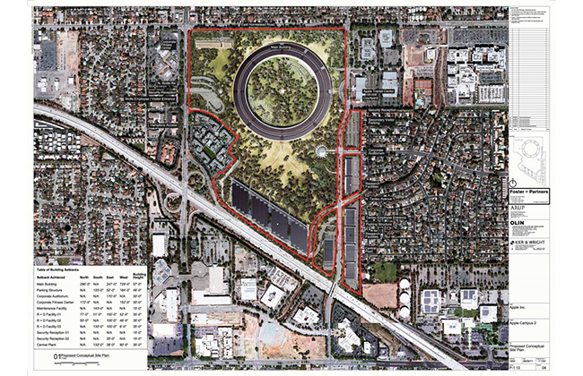 Apple Park của &#34;nhà táo&#34; tọa lạc giữa một khu đô thị sầm uất trong một không gian rộng thênh thang với những mảng xanh.