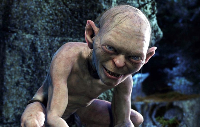 Quái vật Gollum trong “Chúa tể của những chiếc nhẫn” trông vô cùng đáng sợ.