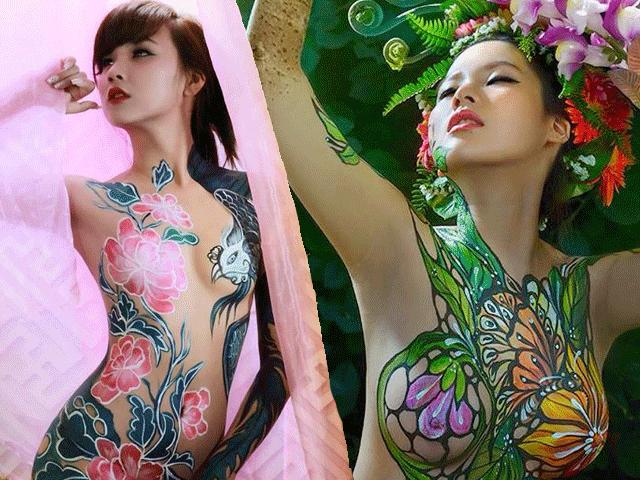 Đã mắt với những bức tranh tuyệt đẹp trên cơ thể thiếu nữ Việt