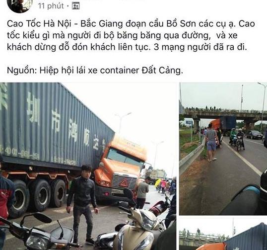 Container quặt đầu vì đánh lái, 3 người đứng ven cao tốc bị thương - 3