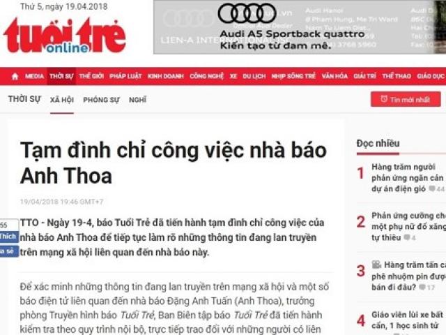 Báo Tuổi Trẻ tạm đình chỉ công việc của Trưởng phòng Truyền hình