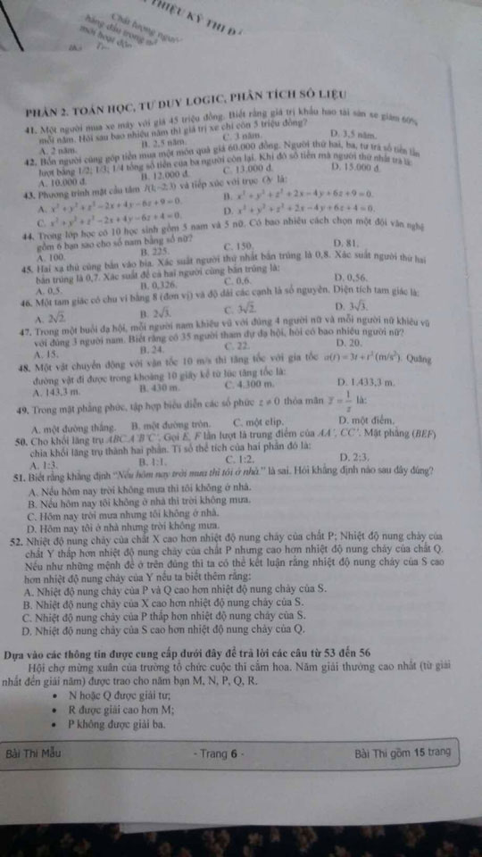 ĐHQG TP HCM công bố đề thi mẫu kỳ thi đánh giá năng lực - 6