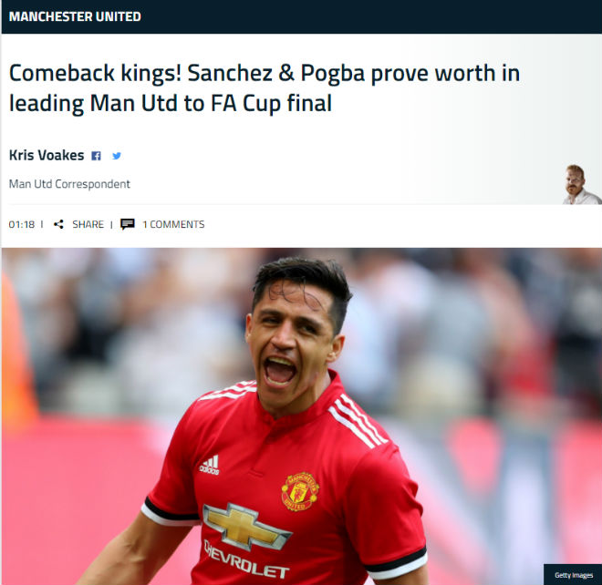 MU hạ Tottenham: Báo chí khen Pogba - Sanchez, gọi MU là &#34;vua ngược dòng&#34; - 1