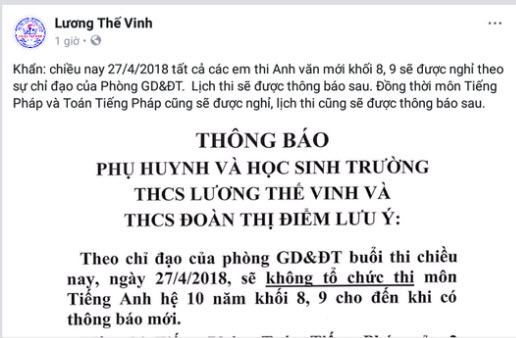 Chuyên viên gửi nhầm đáp án trước giờ thi, HS lớp 8,9 toàn TP Cần Thơ &#34;ôm hận&#34; - 1