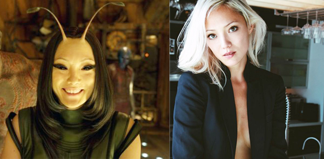 Pom Klementieff thủ vai dị nhân Mantis, một thành viên của Guardians of Galaxy. Do có màu da khá giống nhân vật nên diễn viên người Pháp không phải mất nhiều giờ hóa trang.