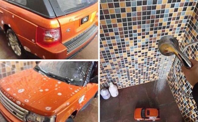 Rửa xe cũng phải chụp ảnh khoe lên mạng.