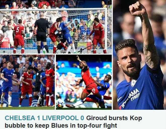 Chelsea “đấm gục” Liverpool: Báo chí Anh tung hô Giroud, cựu vương mơ C1 - 1