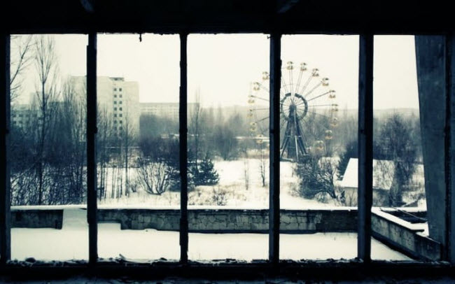 Thành phố Pripyat, từng là nơi sinh sống của 50.000 người ở Ukraine, được sơ tán sau thảm họa hạt nhân Chernobyl.