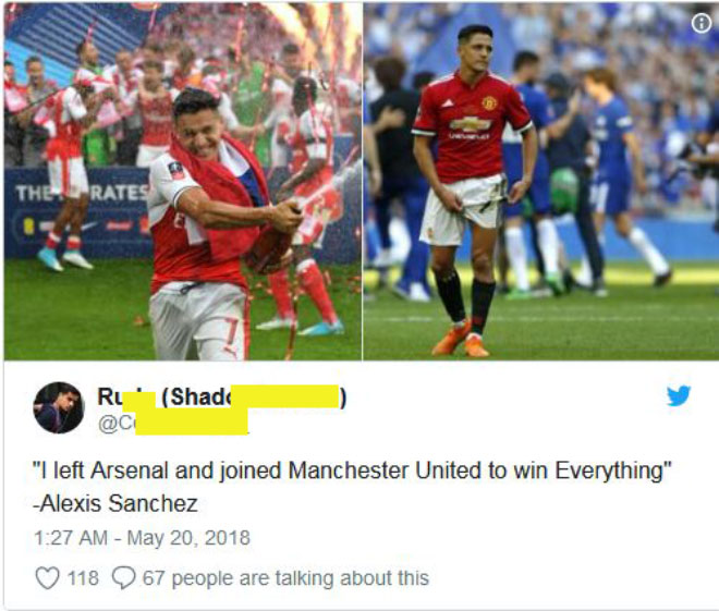 MU thua Chelsea: Sanchez bị fan Arsenal chế giễu “rắn độc tham tiền&#34; - 2