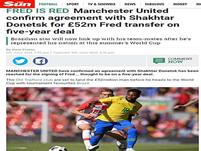 ”Bom tấn” Fred - MU: Báo Anh ca ngợi Mourinho cao tay, triệu fan “bấn loạn”