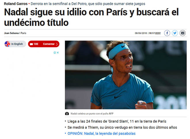 Roland Garros: Nadal “diệt” Del Potro, báo chí thế giới chờ số 11 thần thánh - 1