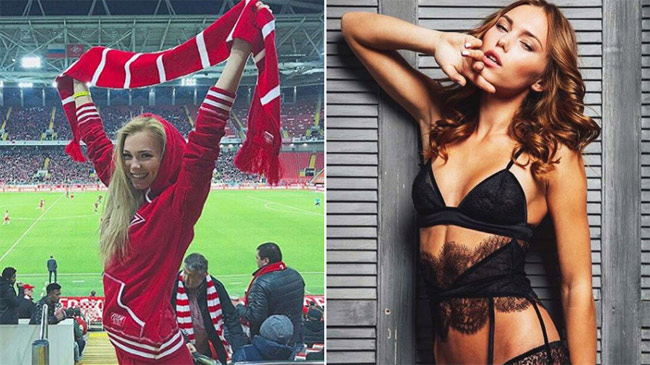 Tại xứ sở bạch dương, một cô gái được phong danh hiệu “fan bóng đá sexy nhất nước Nga’.