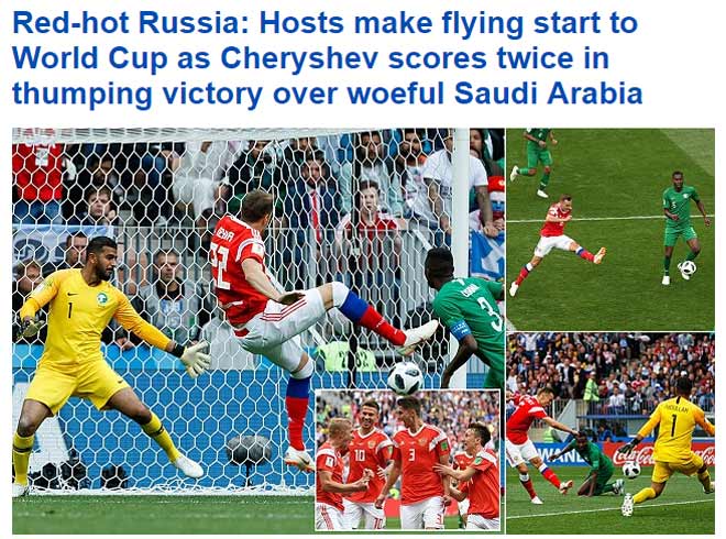 Chủ nhà World Cup, Nga đá “lên đồng”: Báo chí thế giới ví là “lốc đỏ” - 1