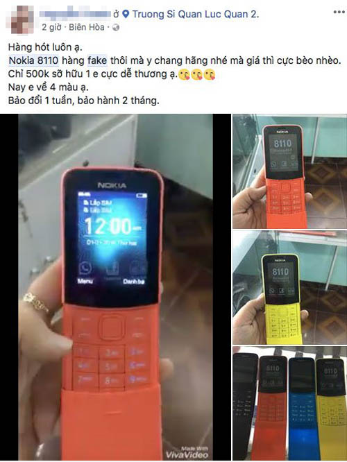 Nokia 8110 4G hàng giả tại Việt Nam, rẻ hơn nhiều, có thêm màu cam - 1
