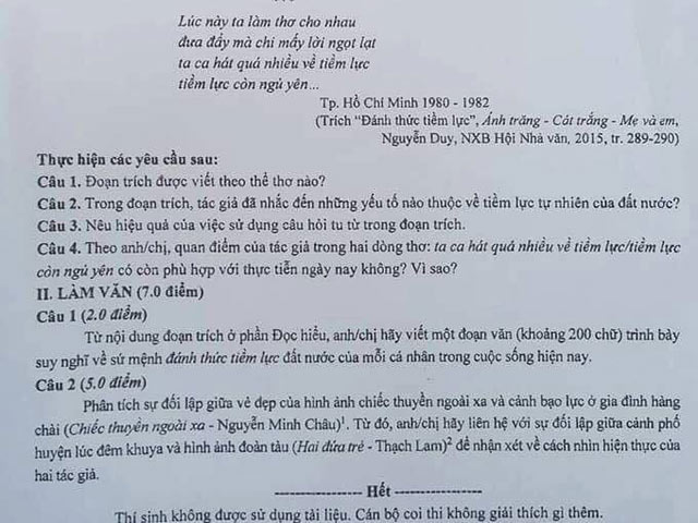 Giáo viên nhận xét gì về đề thi Văn ngang "luận án tiến sĩ"? - 1
