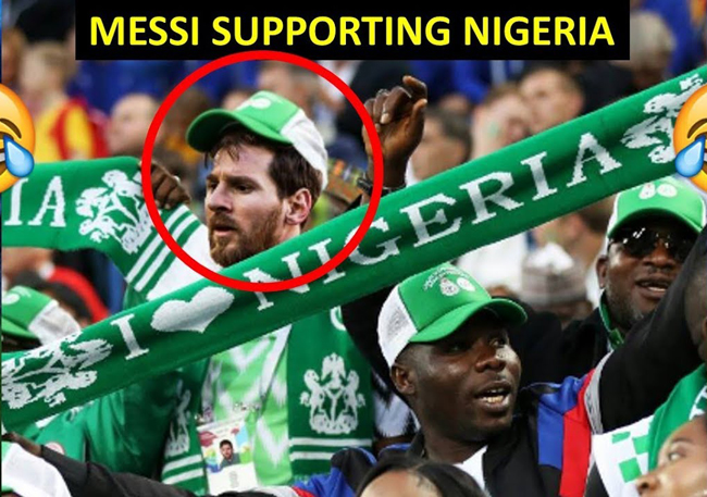 Khi Messi hóa thân thành cổ động viên của Nigeria.