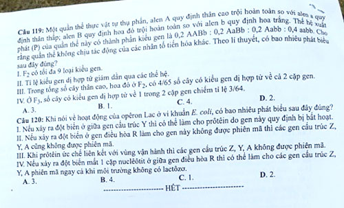 Gợi ý làm bài thi THPT Quốc gia 2018 môn Sinh học - 6